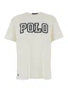 Polo Ralph Lauren White Crewneck T-shirt With Logo Lettering On The Fornt And Pony Embroidery On The Front