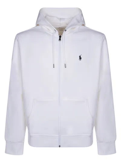 Polo Ralph Lauren White Double Knit Zip Hoodie In Weiss