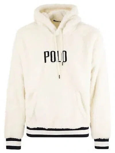 Pre-owned Polo Ralph Lauren White Fleece Hoodie With Logo