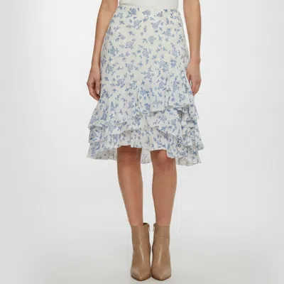 Pre-owned Polo Ralph Lauren White Floral Printed Cotton Ruffled Mini Skirt M
