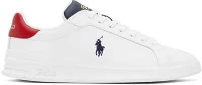 Polo Ralph Lauren White Heritage Court Ii Leather Trainers In White Red Blue