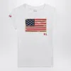 Polo Ralph Lauren White Jersey T-shirt With Flag In Multi