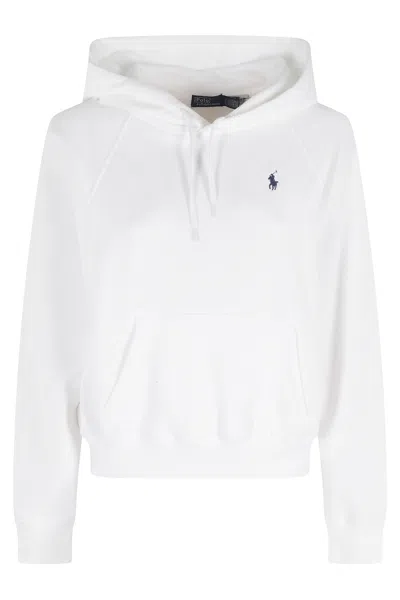 Polo Ralph Lauren White Knit Crewneck Hooded Cotton-blend Sweatshirt