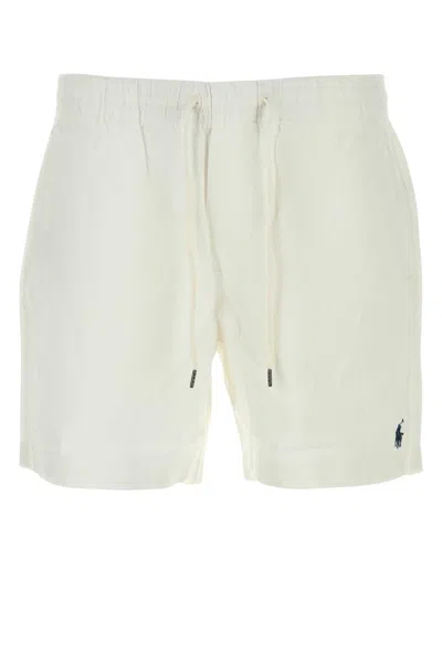 POLO RALPH LAUREN POLO RALPH LAUREN WHITE LINEN BERMUDA SHORTS
