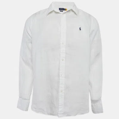 Pre-owned Polo Ralph Lauren White Linen Relaxed Fit Shirt L