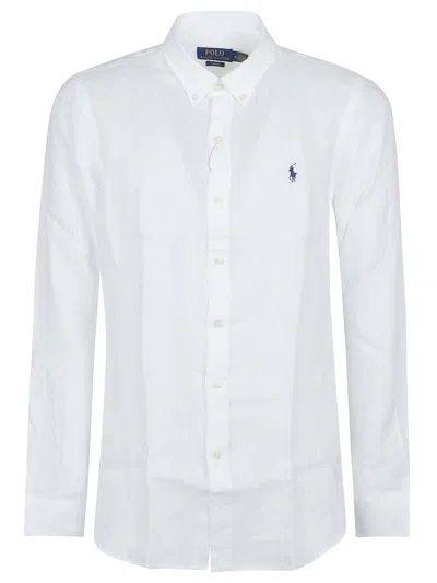 Polo Ralph Lauren White Linen Shirt With Logo