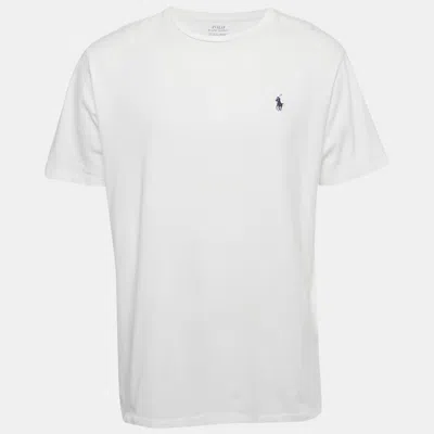 Pre-owned Polo Ralph Lauren White Logo Embroidered Cotton Crewneck T-shirt Xl