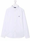 POLO RALPH LAUREN WHITE LONG SLEEVE SHIRT WITH LOGO EMBROIDERY IN COTTON BOY