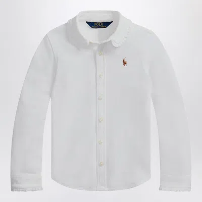 Polo Ralph Lauren White Oxford Shirt With Ruffles