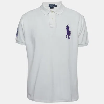 Pre-owned Polo Ralph Lauren White Pique Big Pony Polo T-shirt Xl