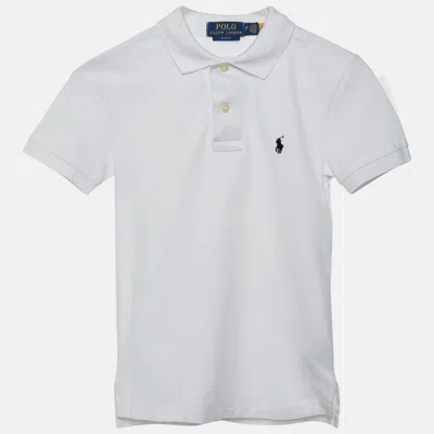 Pre-owned Polo Ralph Lauren White Pique Knit Polo T-shirt 8 Yrs