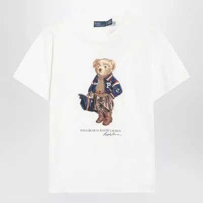 Polo Ralph Lauren White Polo Bear Cotton Tshirt In Multi