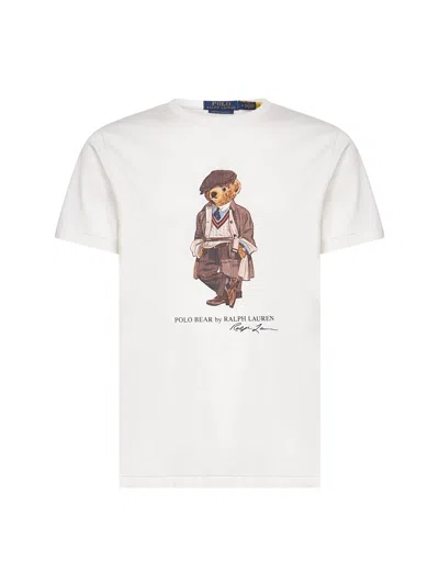 POLO RALPH LAUREN WHITE POLO BEAR CUSTOM SLIM-FIT T-SHIRT