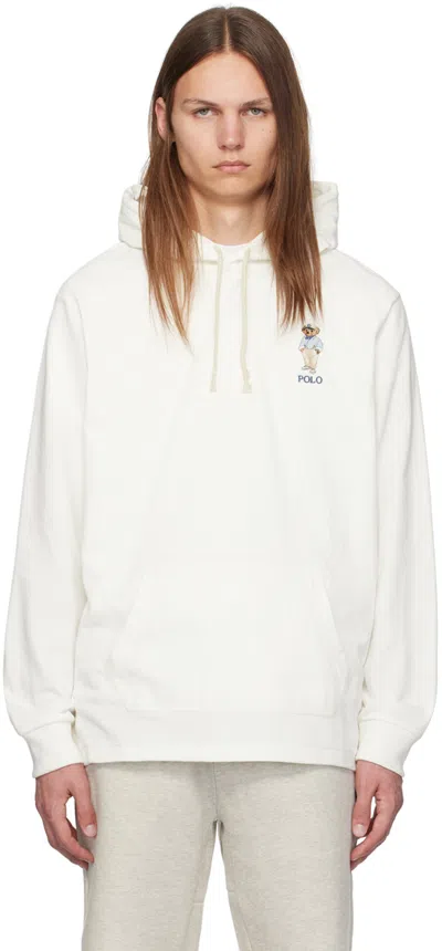 Polo Ralph Lauren White Polo Bear Rugby Hoodie In Hmgwy Bear