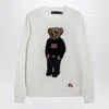 Polo Ralph Lauren Womens Deckwash White Multi Polo Bear Round-neck Linen-cotton Knitted Jumper In White