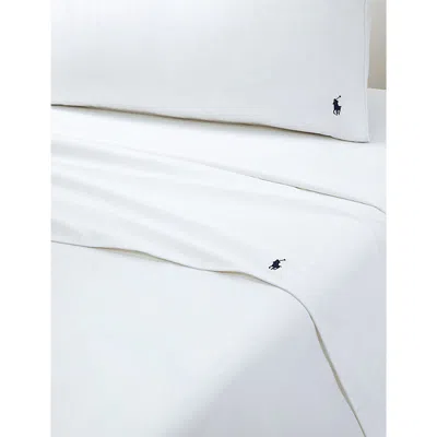 Polo Ralph Lauren White Polo Player Double Cotton Flat Sheet