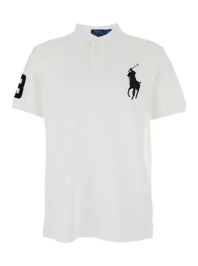Polo Ralph Lauren White Polo Shirt With Pony Maxi Embroidery On The Front And Numeric Detail On The Sleeve In Cotton M