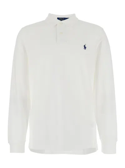 Polo Ralph Lauren White Polo With Classic Collar And Embroidered Pony Logo On The Front In Cotton Man