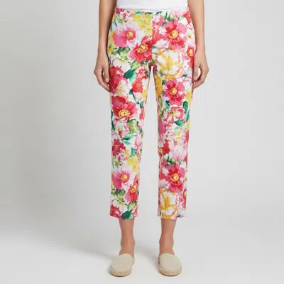 Pre-owned Polo Ralph Lauren White Printed Stretch Cotton Fitted Trouser M