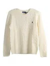 Polo Ralph Lauren Classic Cable Knit Sweater With Round Neckline And Ribbed Details In White