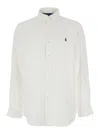Polo Ralph Lauren White Shirt With Classic Collar And Pony Embroidery On The Front In Linen Man