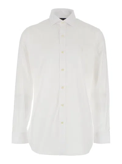 POLO RALPH LAUREN WHITE SHIRT WITH POINTED COLLAR AND EMBROIDERY ON THE FRONT IN COTTON MAN