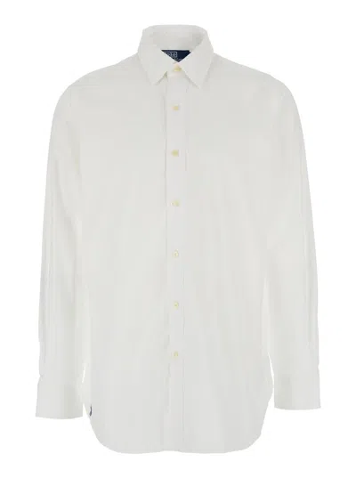 Polo Ralph Lauren White Shirt With Button-down Collar And Pony Embroidery On The Front