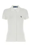 Polo Ralph Lauren Stretch Piquet Shirt With Ribbed Collar In White