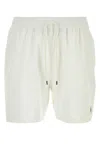Polo Ralph Lauren White Stretch Polyester Swimming Shorts In Brown