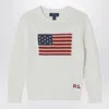 Polo Ralph Lauren White Sweater With Flag Intarsia In White