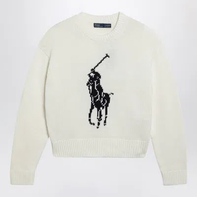 Polo Ralph Lauren Sweater Featuring Logo Intarsia Design In White
