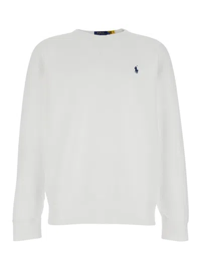 Polo Ralph Lauren White Sweatshirt With Pony Embroidery On The Front In Cotton Stretch Man