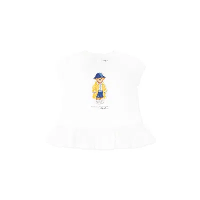 POLO RALPH LAUREN WHITE T-SHIRT FOR BABY GIRL WITH POLO BEAR