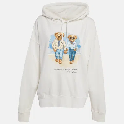 Pre-owned Polo Ralph Lauren White The Ralph & Ricky Bear Print Cotton Hooded Sweatshirt Xxl