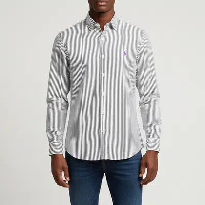 Pre-owned Polo Ralph Lauren White/black Striped Poplin Shirt S