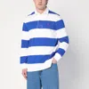 Polo Ralph Lauren Blue Polo Shirt With Pony Embroidery On The Front And All-over Striped Motif In Cotton Man In Blue
