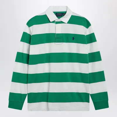 Polo Ralph Lauren Regular Fit Striped Long Sleeve Polo Collar In Green