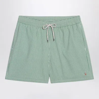 POLO RALPH LAUREN POLO RALPH LAUREN  WHITE/GREEN STRIPED SWIM TRUNKS