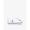 POLO RALPH LAUREN POLO RALPH LAUREN WHITE/VY BABY BOY HARBOUR LAYETTE LOGO-EMBROIDERED COTTON CRIB SHOES