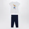 Polo Ralph Lauren White/navy Blue Cotton Two-piece Set With Print In Blue