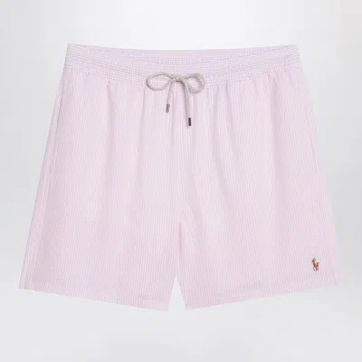 POLO RALPH LAUREN POLO RALPH LAUREN  WHITE/PINK STRIPED SWIM TRUNKS