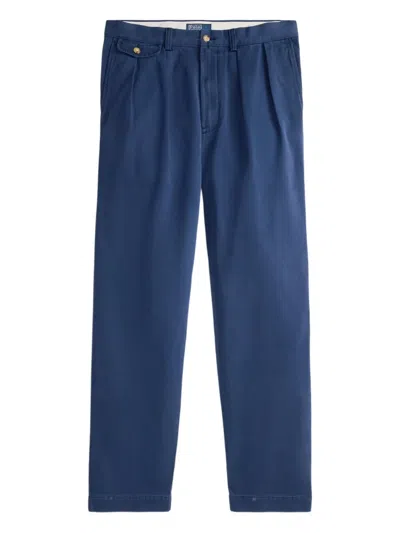 Polo Ralph Lauren Whitman Pleated Straight-leg Trousers In Blue