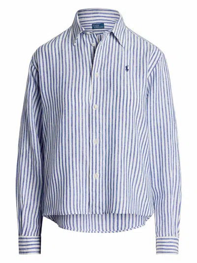 Polo Ralph Lauren Wide And Short Vichy Linen Shirt In Multicolor