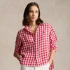 Polo Ralph Lauren Wide Cropped Gingham Linen Shirt In Multi