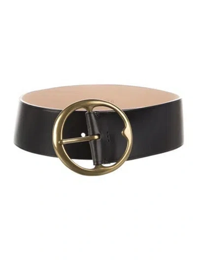 Pre-owned Polo Ralph Lauren Wide Leather Waist Belt In Black