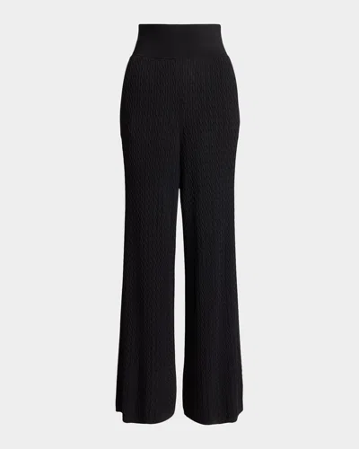 Polo Ralph Lauren Wide-leg Cable-knit Sweater Pants In Black