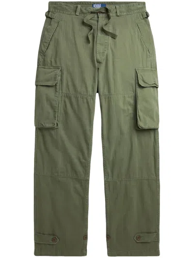 Polo Ralph Lauren Wide-leg Cotton Cargo Trousers In Green