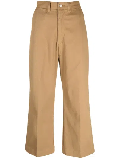 Polo Ralph Lauren Wide-leg Cotton Trousers In Neutral
