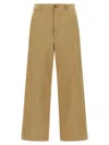 Polo Ralph Lauren Wide-leg Cropped Pants With Zip Closure In Brown