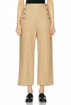 Polo Ralph Lauren Wide Leg Cropped Sailor Pant In Tan In Multi